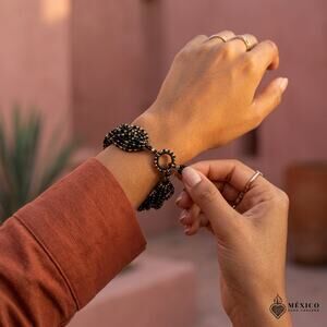 Mexican hand made bracelet  one of a kind  s-med -lg size 7.5 x 1. IN    00